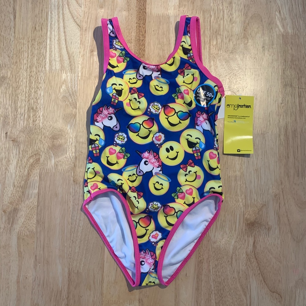 Emojination Girls one piece swimsuit bathing suit - Picture 1 of 8